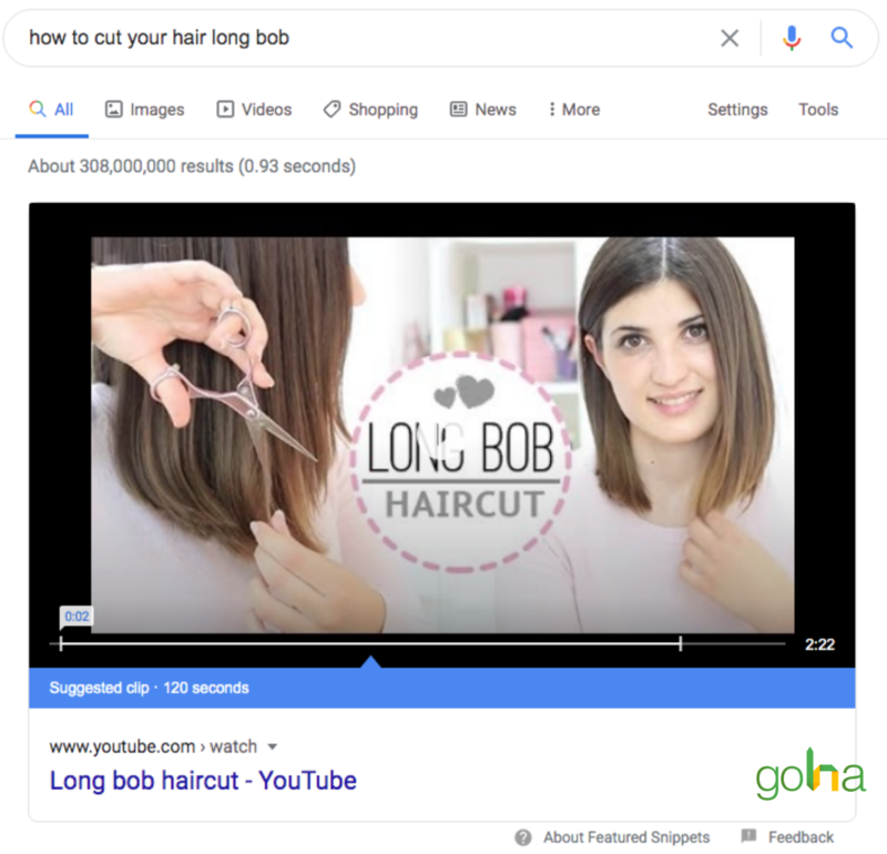 Featured Snippet của Google không chỉ hiển thị các website mà còn có cả đường link Youtube